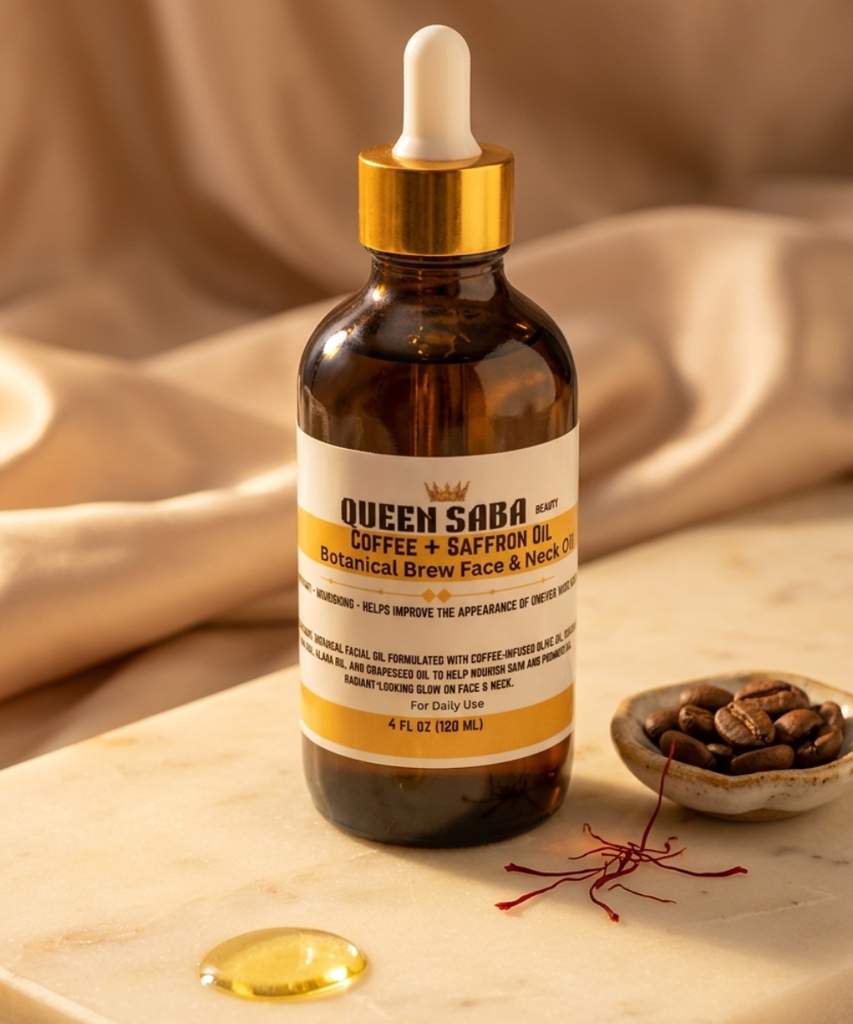 Coffee & Saffron Glow Face and Neck Oil.  Brightening & Deep Nourishment Facial Oil –4  oz